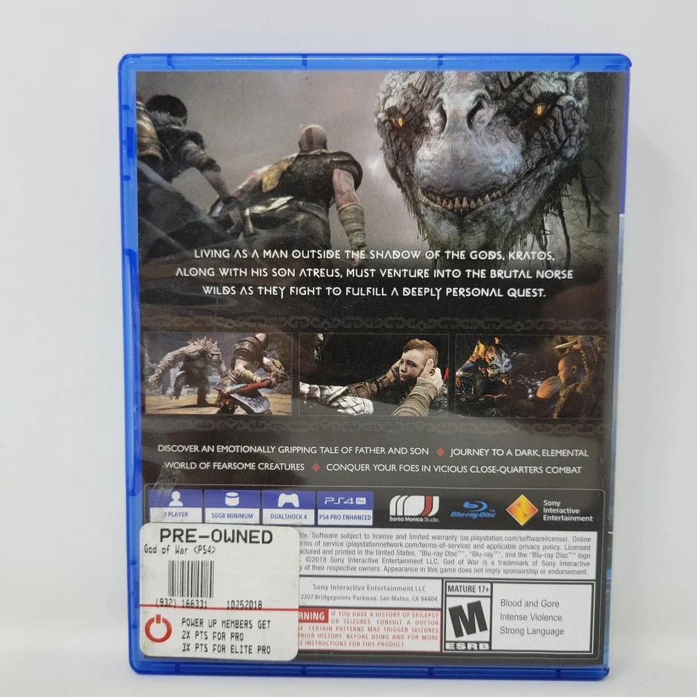 God of War PlayStation 4 PS4 2018 Action Adventure Sony Santa Monica Studio M